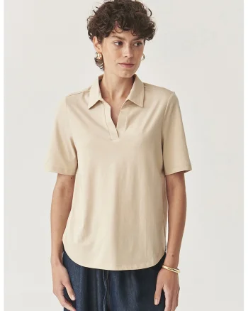 Tricou polo lejer, Bej