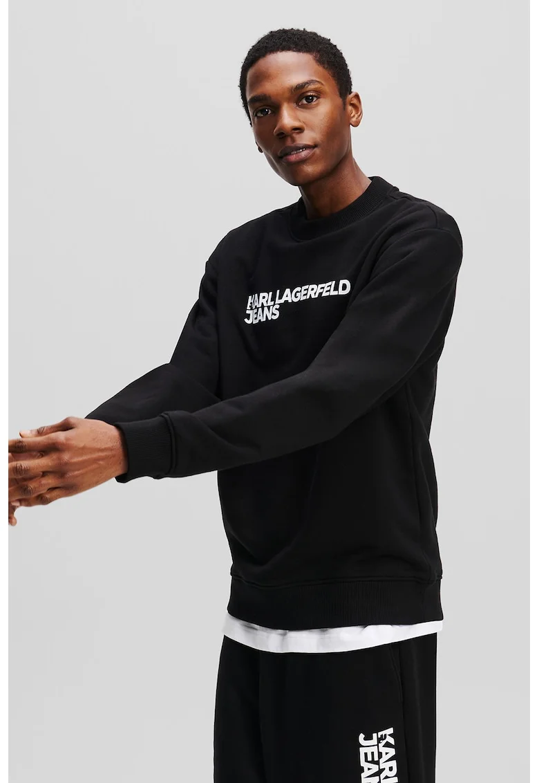 Bluza de trening lejera din amestec de bumbac, Negru
