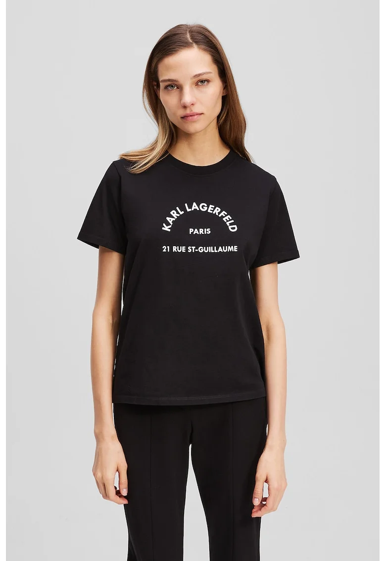 Tricou din bumbac organic cu imprimeu, Negru