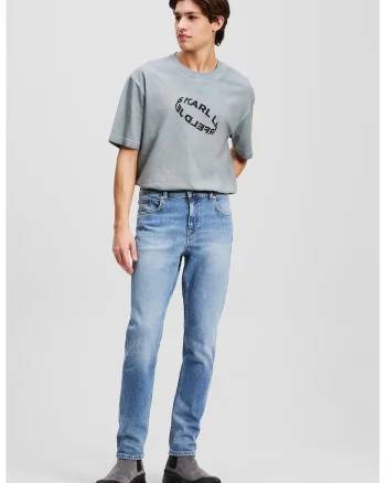 Blugi slim-fit cu aspect decolorat, Albastru deschis