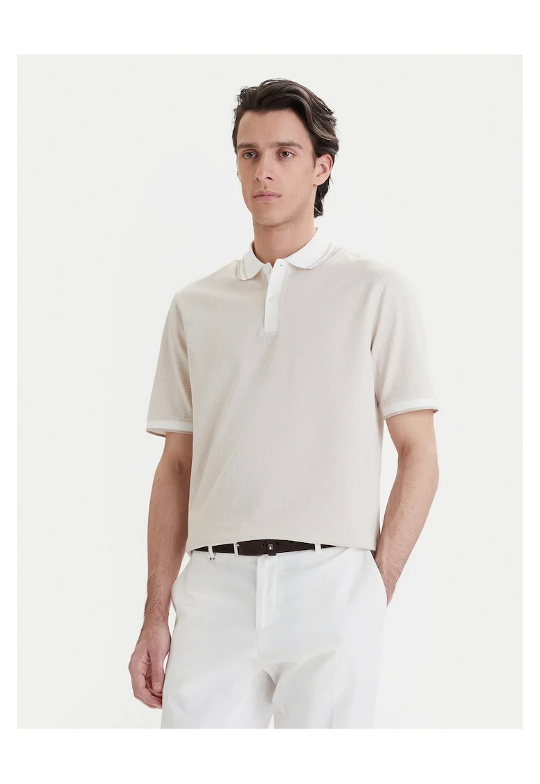 Tricou polo barbati,  bumbac 100%, ecru