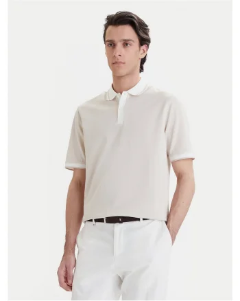 Tricou polo barbati,  bumbac 100%, ecru