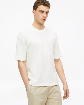 Tricou barbati, din amestec de bumbac, Relaxed fit, Alb,