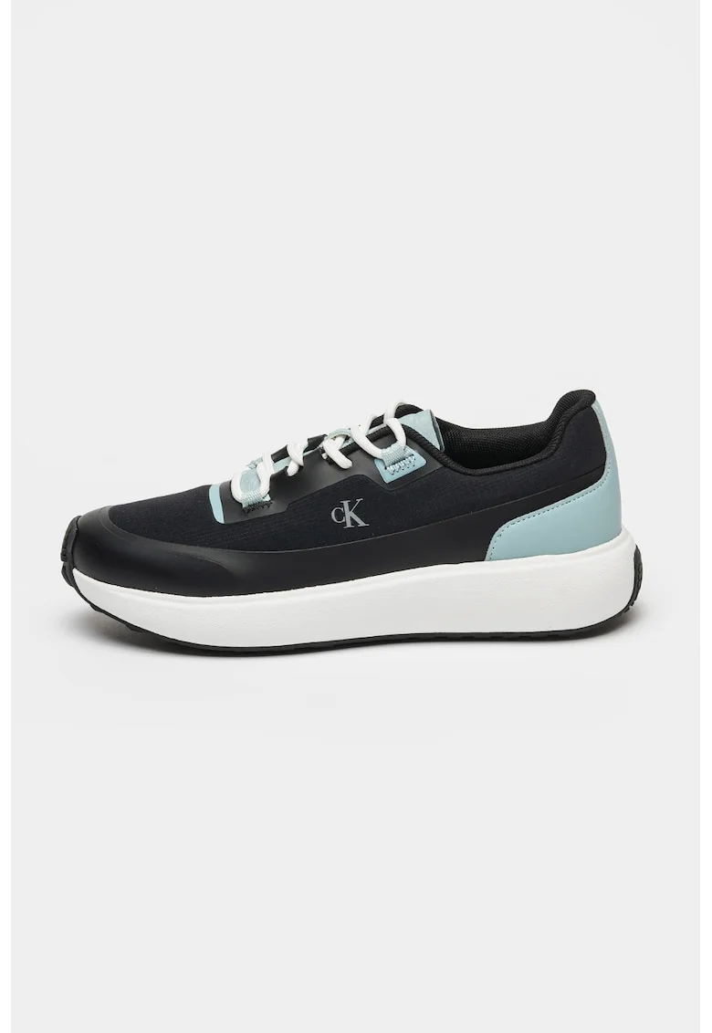 Pantofi sport cu garnituri din plasa Athleisure Runner, Negru/Albastru aquamarin