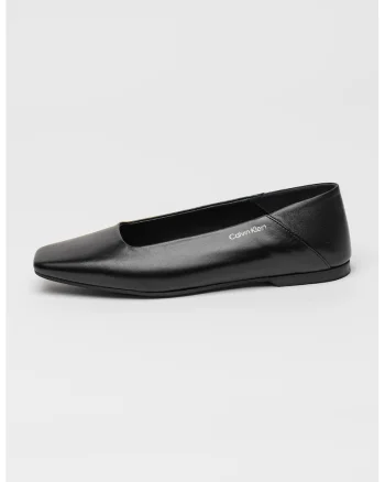 Balerini de piele cu varf patrat, Negru