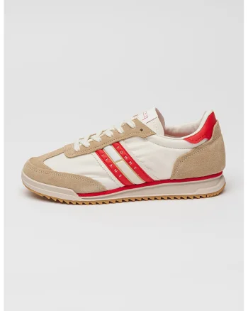Pantofi sport cu insertii din piele intoarsa Retro Runner, Rosu vermillion/Bej deschis