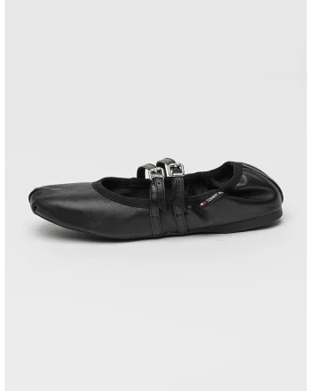 Balerini de piele cu catarama, Negru