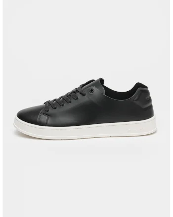 Pantofi sport de piele cu logo discret, Negru