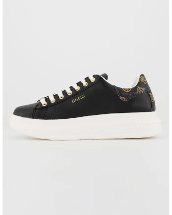 Pantofi sport din piele cu varf rotunjit, Negru