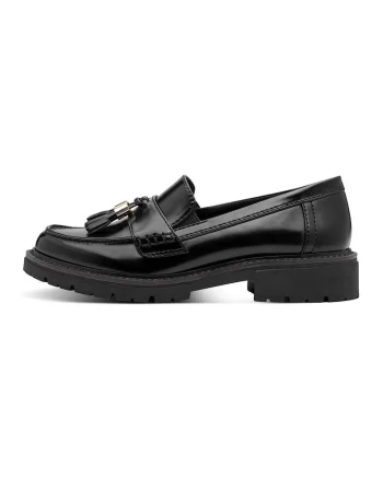 Pantofi loafer de piele cu model uni, Negru