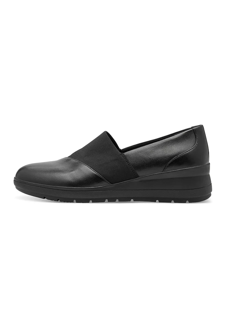 Pantofi loafer wedge de piele ecologica, Negru