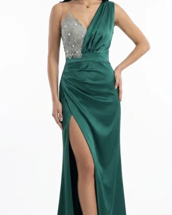 Rochie de ocazie lungă din tafta verde