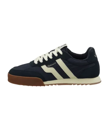 Pantofi sport cu insertii de piele intoarsa Baylle, Crem/Bleumarin
