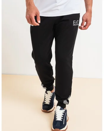 Pantaloni de trening cu snur de ajustare in talie, Negru/Argintiu