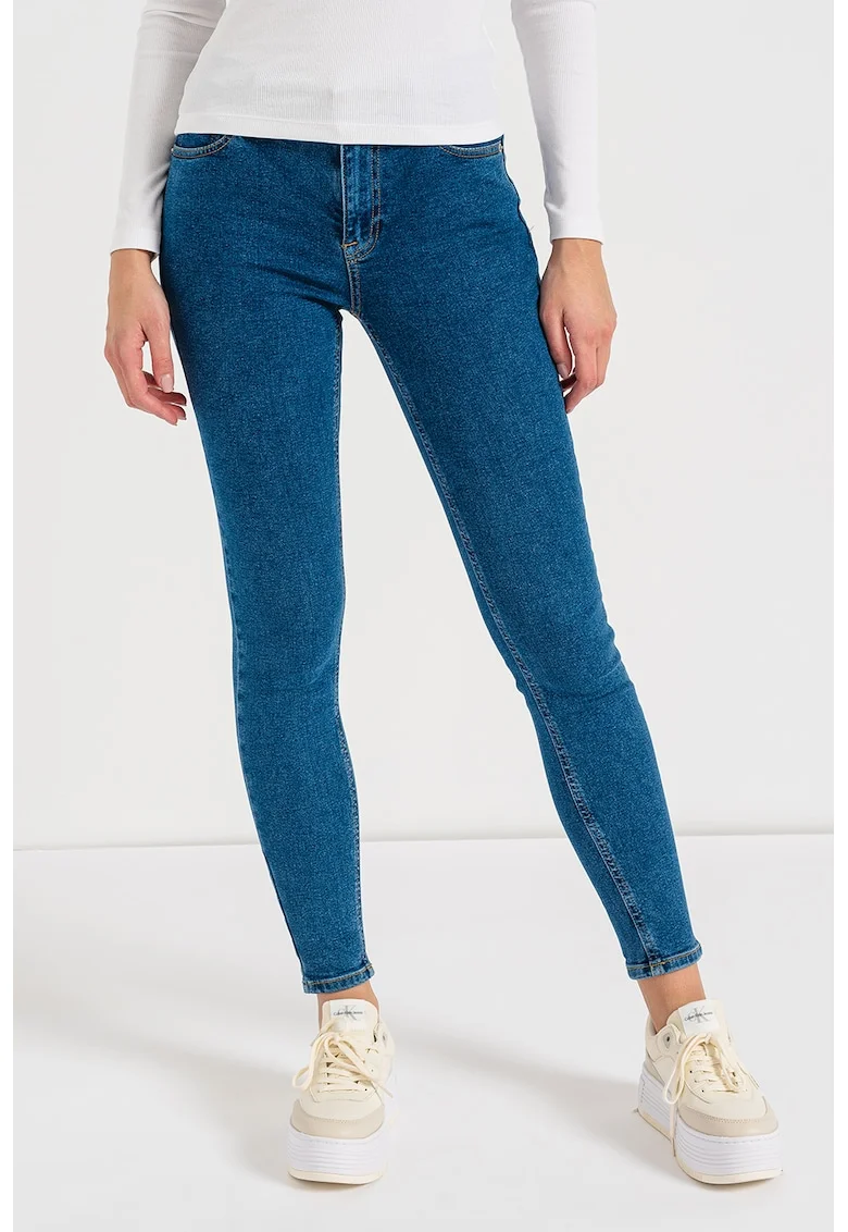Blugi crop skinny, Albastru