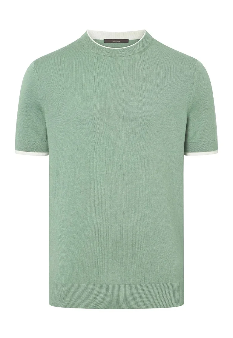 Tricou regular fit cu guler rotund 30044681, Verde