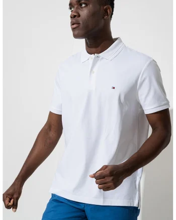 Tricou polo regular-fit cu logo discret, Alb optic