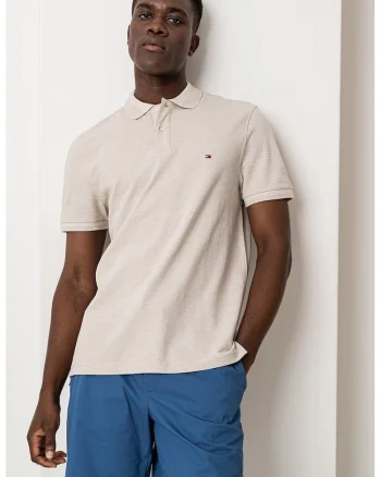 Tricou regular-fit cu guler polo, Bej melange