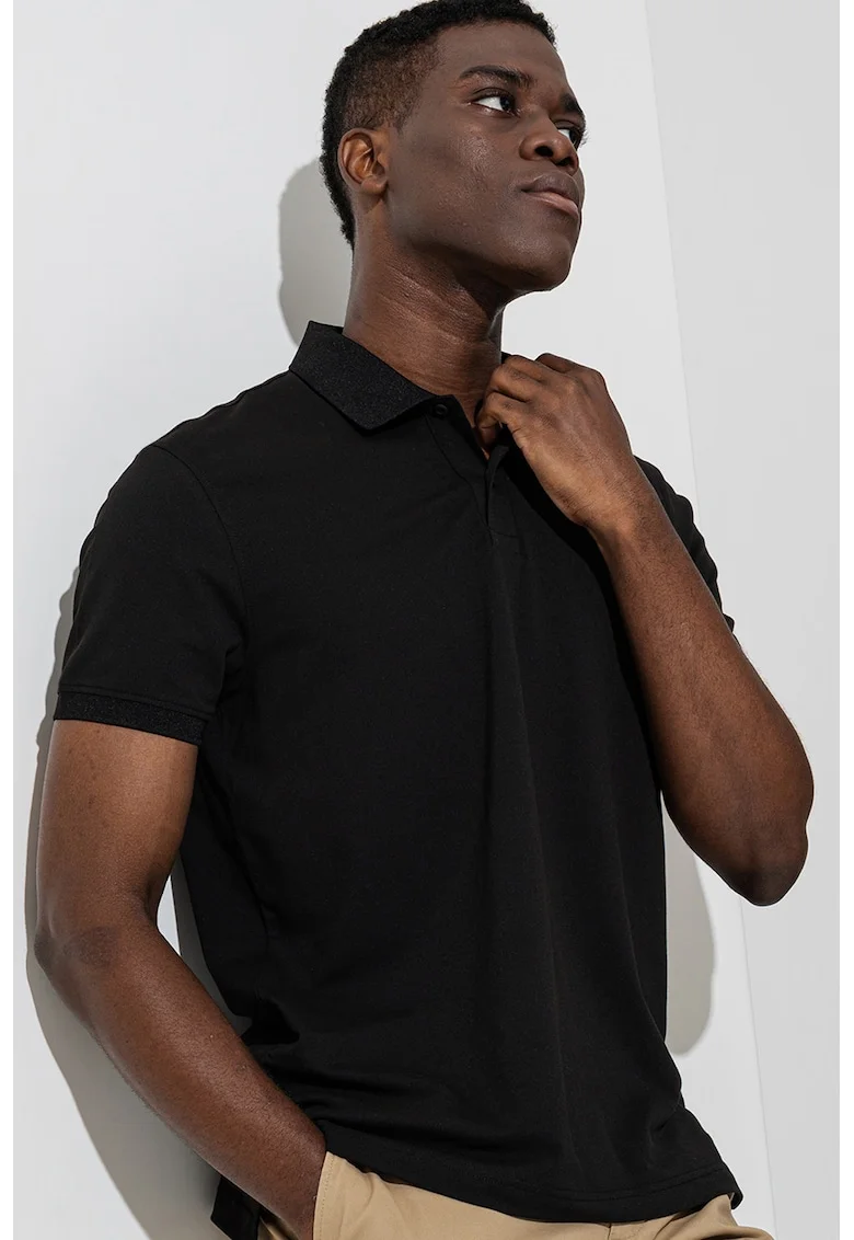 Tricou polo regular fit, Negru