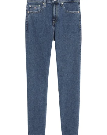 Blugi slim fit cu aplicatie logo, Albastru