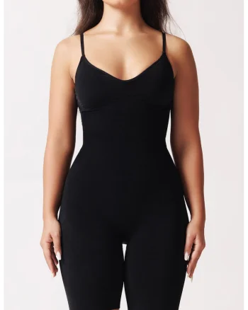 Salopeta modelatoare cu bretele inguste, Negru