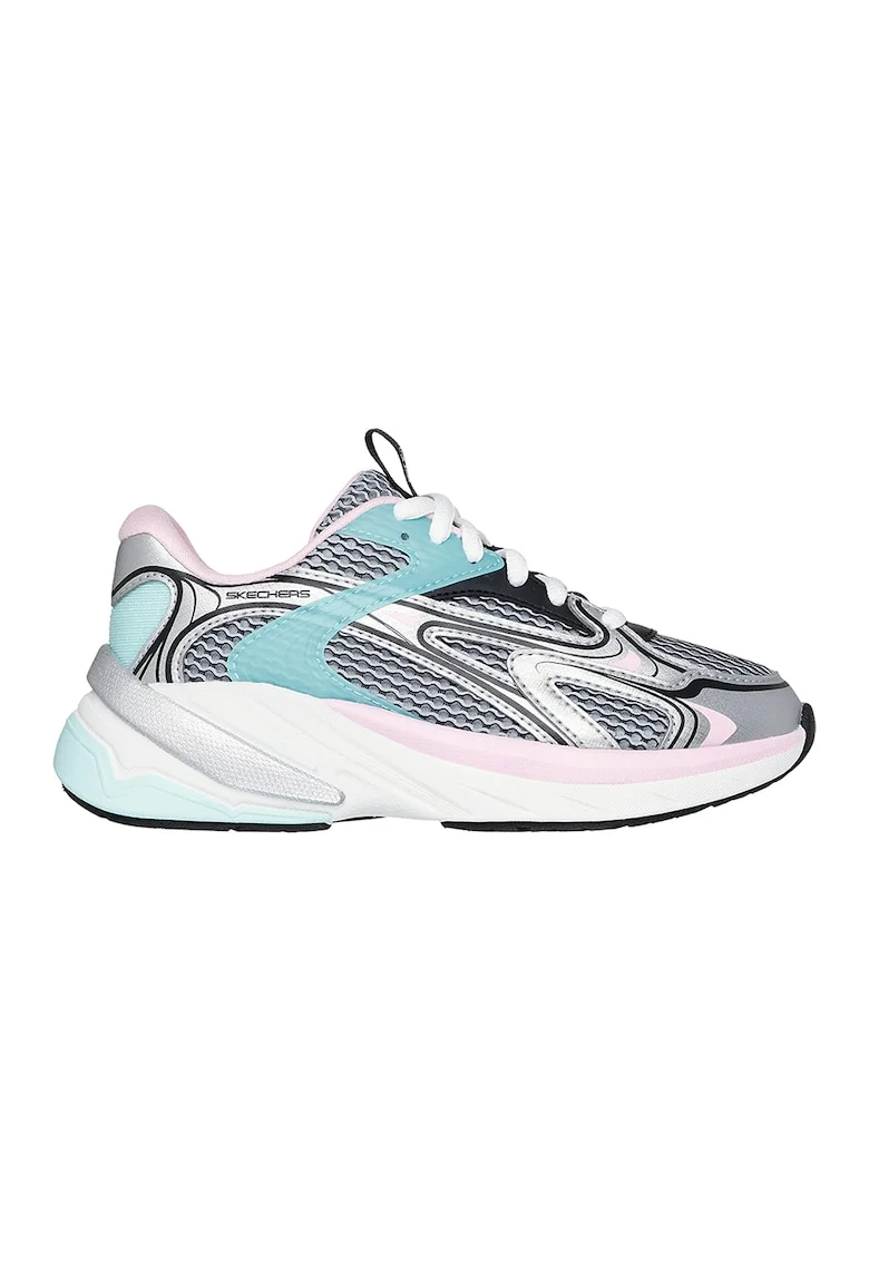 Pantofi sport S2K cu garnituri de plasa si sintetice, Negru/Roz pastel/Argintiu