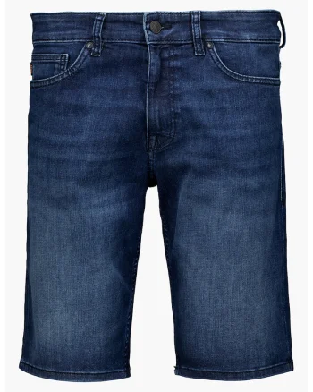 Bermude din denim cu aspect decolorat, Albastru inchis