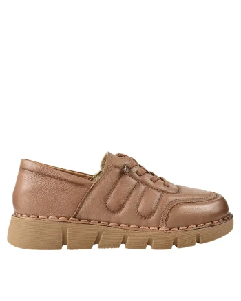 Pantofi casual, dama,  KM 2583 taupe, piele naturala