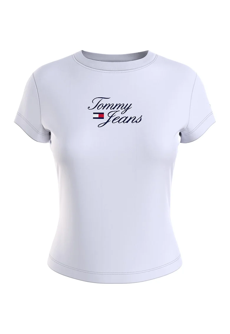 Tricou slim fit din amestec de bumbac organic, Alb