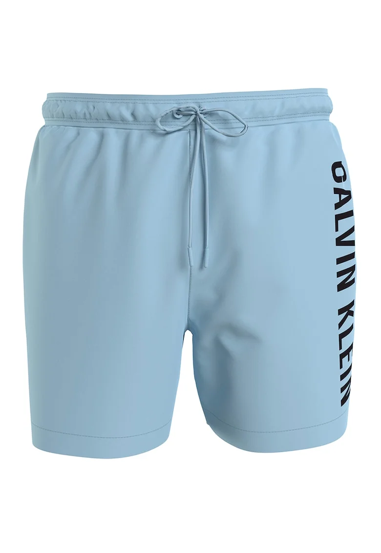 Pantaloni scurti de baie cu imprimeu logo, Albastru glaciar