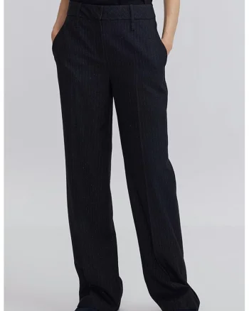 Pantaloni eleganti drepti cu aspect stralucitor, Gri antracit