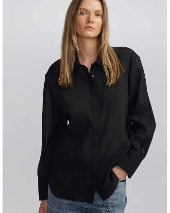 Camasa regular fit transparenta, Negru