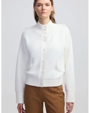 Cardigan cu buzunare laterale, Alb