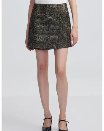 Fusta mini din tricot, Auriu/Negru
