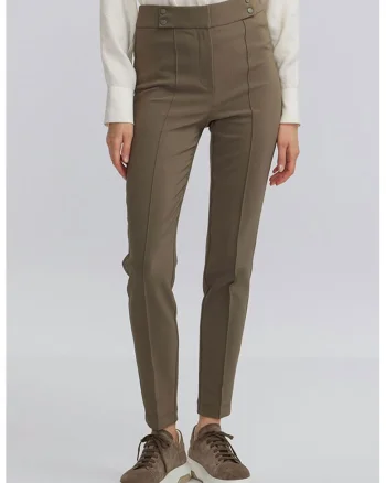 Pantaloni crop slim-fit, Maro taupe deschis