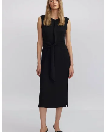 Rochie cu panglica frontala, fara maneci, Negru