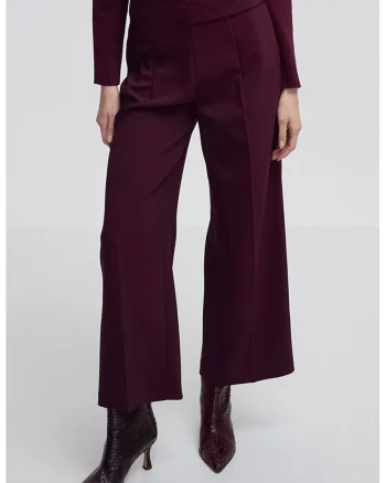 Pantaloni crop cu croiala ampla, Violet pruna