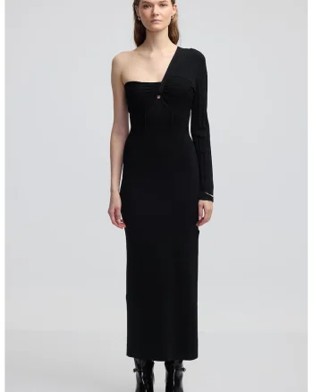 Rochie maxi din tricot fin, Negru stins