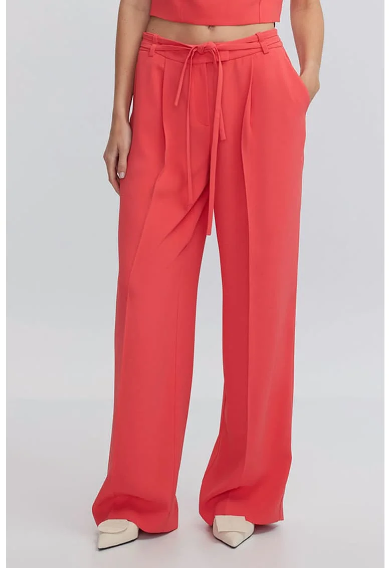 Pantaloni cu croiala ampla si buzunare, Coral