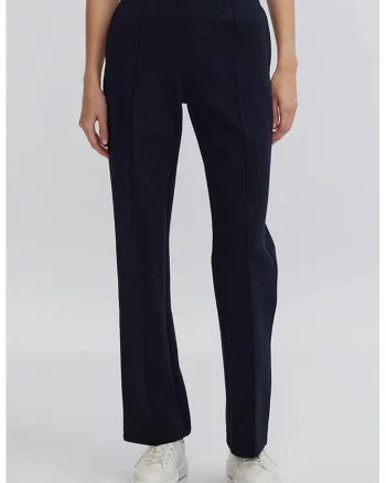 Pantaloni drepti cu talie elastica, Negru