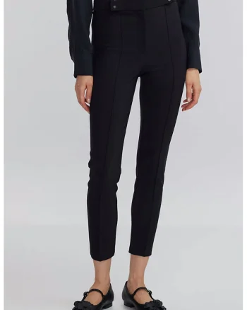Pantaloni crop slim-fit, Negru