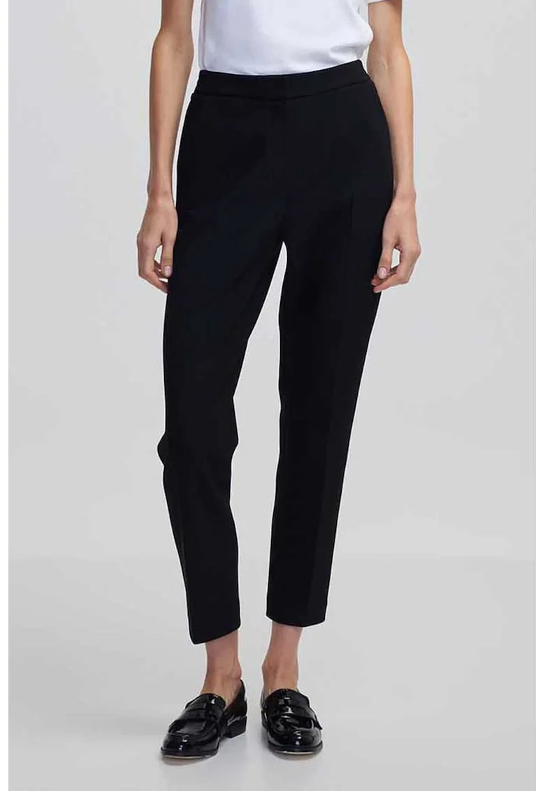 Pantaloni capri regular-fit, Negru stins