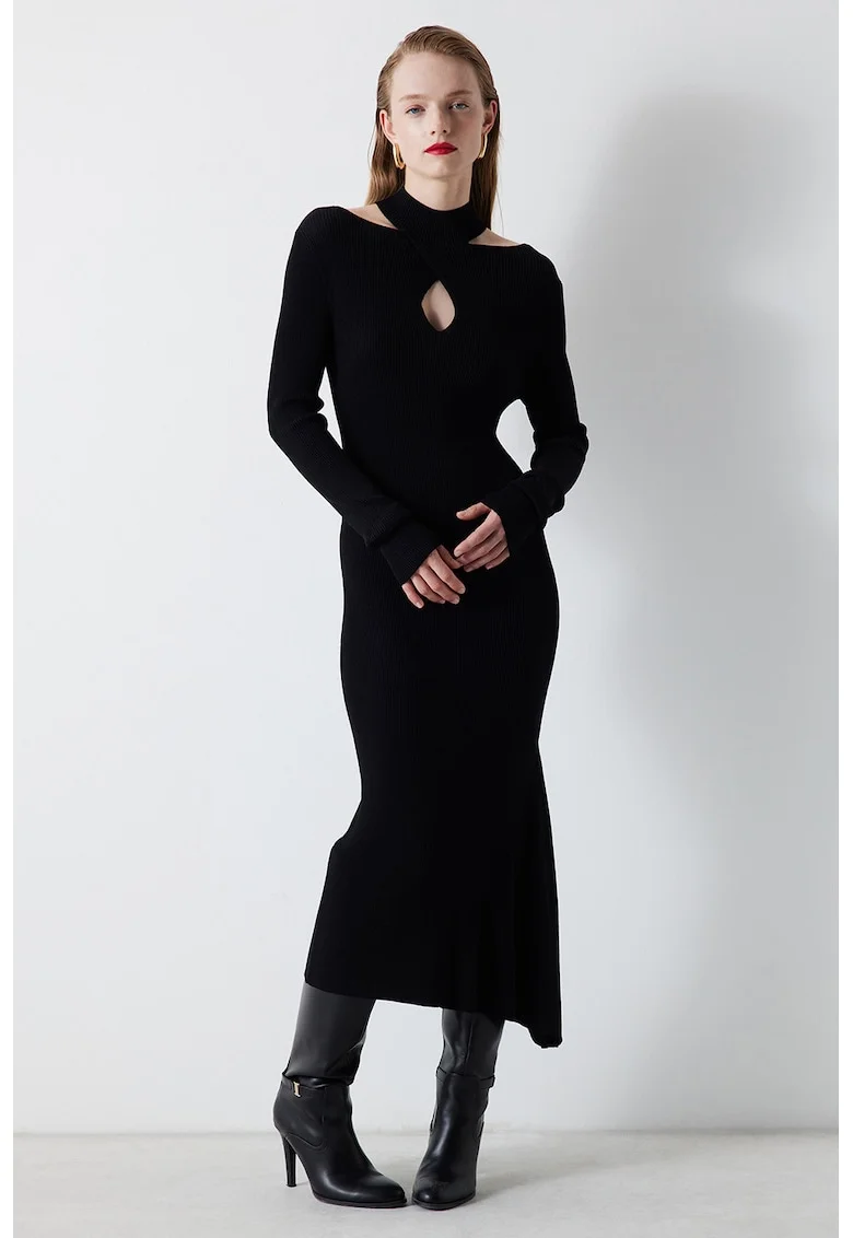 Rochie maxi cu decupaje, Negru