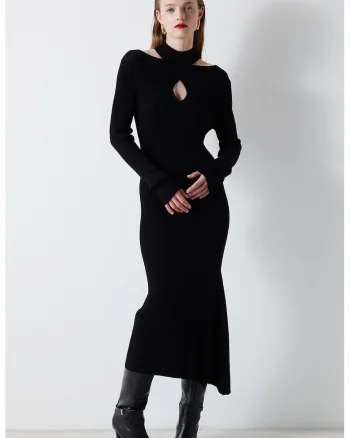 Rochie maxi cu decupaje, Negru
