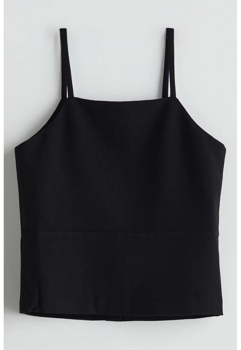 Top cu decolteu drept, Negru