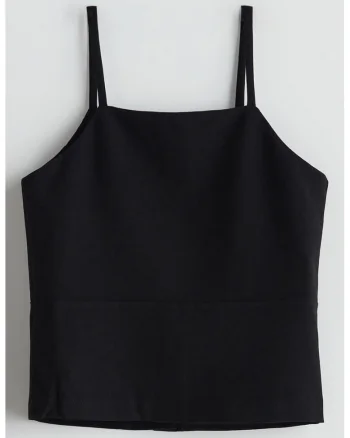 Top cu decolteu drept, Negru