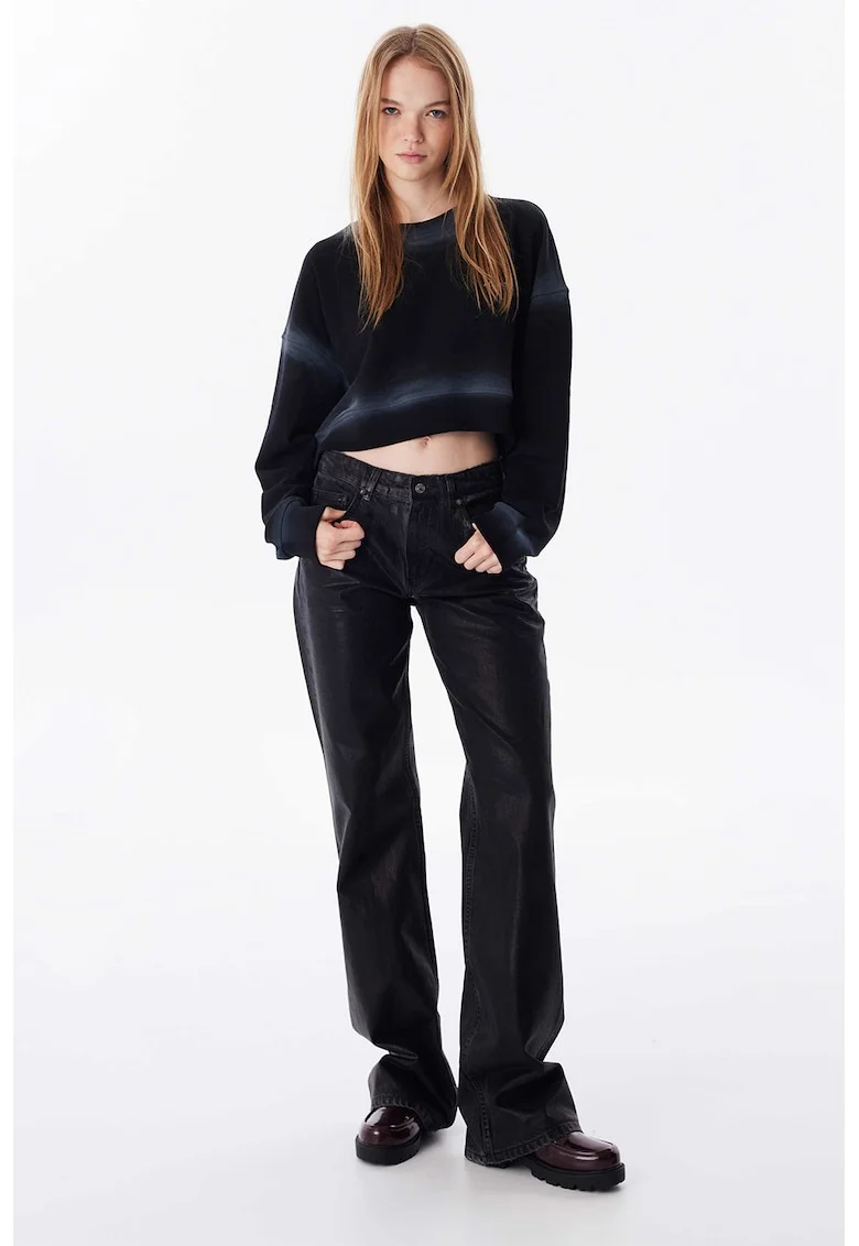 Blugi drepti cu design 5 buzunare, Negru stins