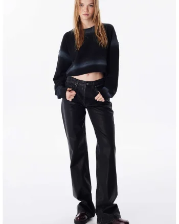 Blugi drepti cu design 5 buzunare, Negru stins