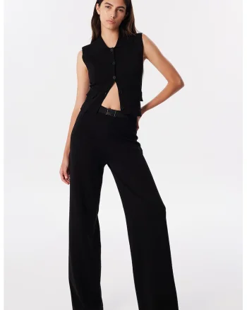 Pantaloni drepti cu talie medie, Negru
