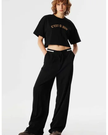 Pantaloni lejer cu snur, Negru